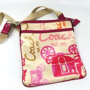 Coach Horse Carriage Logo Crossbody Messenger Swing Pack Purse Pink Bag